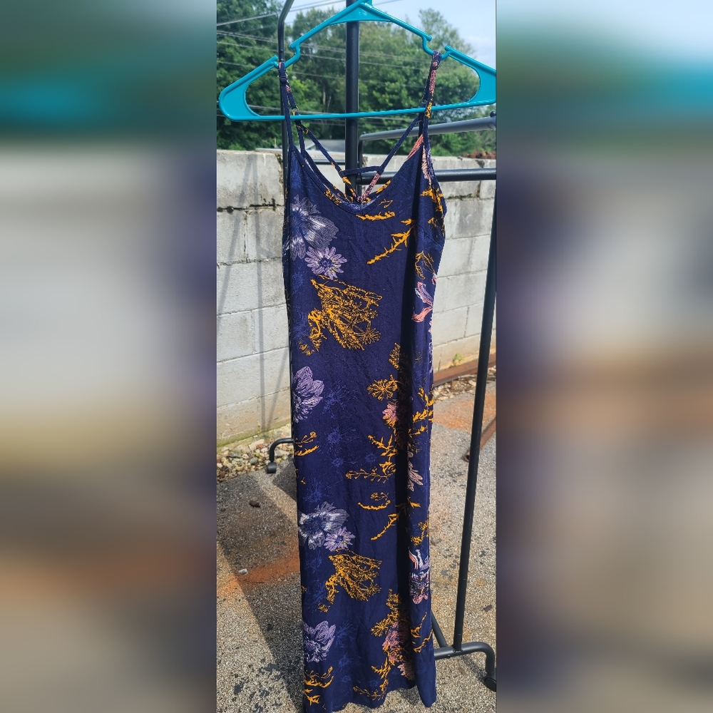 Xhiliration Small Blue Floral Maxi Dress